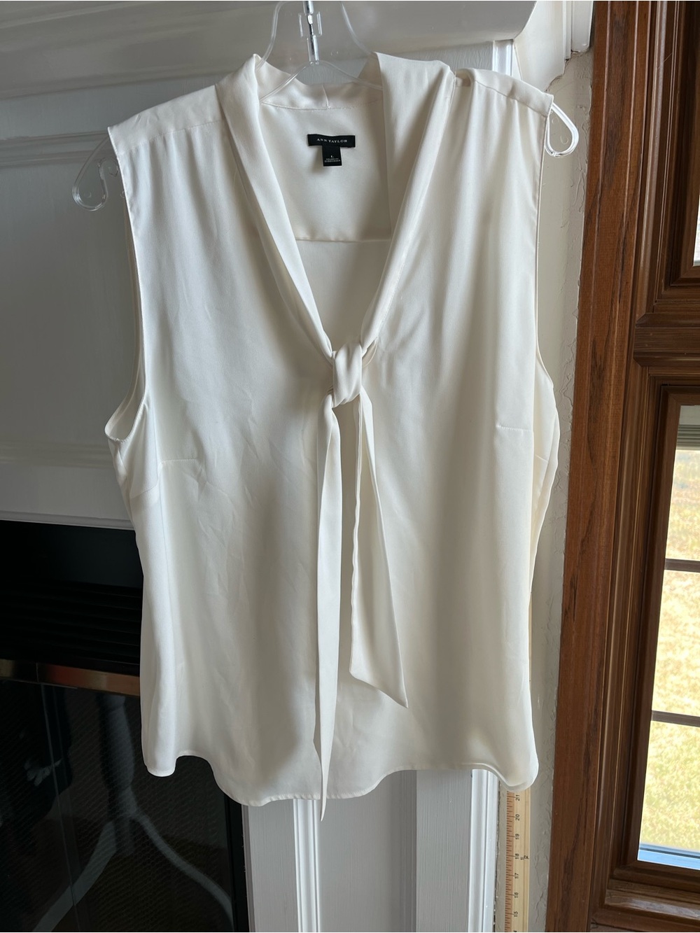 Ann Taylor Ivory Tie-Neck Sleeveless Blouse